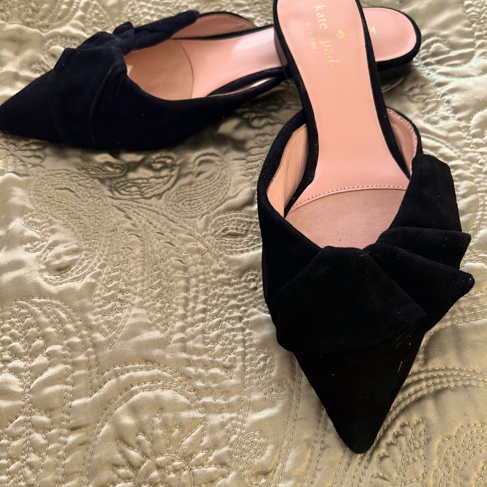 Kate Spade Black Suede Mules